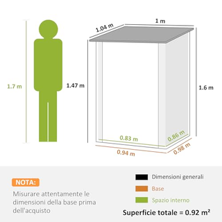 Casetta da Giardino 0.92m² in Acciaio Zincato, Cap