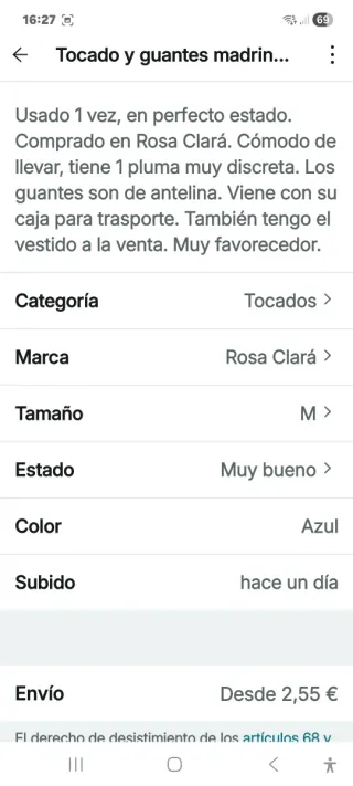 Tocado azul Klein Rosa Clará