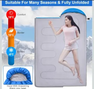 Saco de dormir azul acolchado, ultraligero