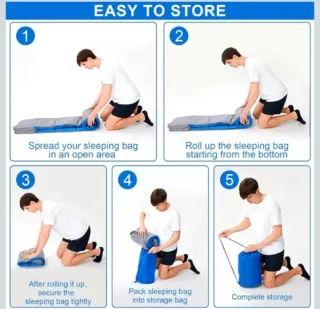 Saco de dormir azul acolchado, ultraligero