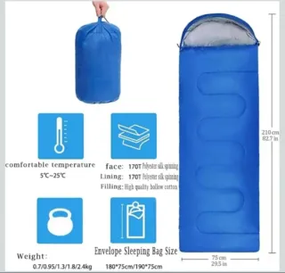 Saco de dormir azul acolchado, ultraligero