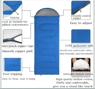 Saco de dormir azul acolchado, ultraligero