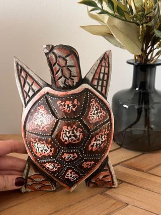 Estátua Tartaruga Madeira Bali Artesanato