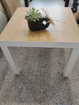 Mesa de centro cuadrada madera y blanco