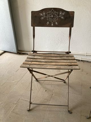 2 Sillas Plegables Exterior Madera y Forja