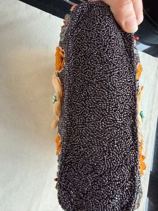 Bolso Zara Flores Bordadas Negro Multicolor.