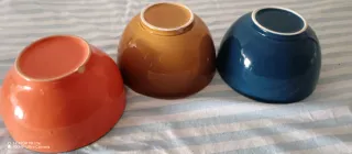Set 3 Ciotole Ceramica Vintage Colorate
