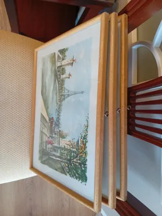 Collezione di 3 quadri Parigi acquerello