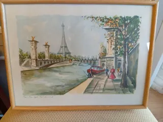 Collezione di 3 quadri Parigi acquerello