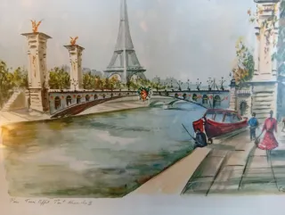 Collezione di 3 quadri Parigi acquerello