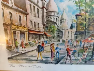 Collezione di 3 quadri Parigi acquerello