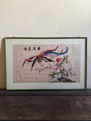Quadro cinese originale ricamato a mano