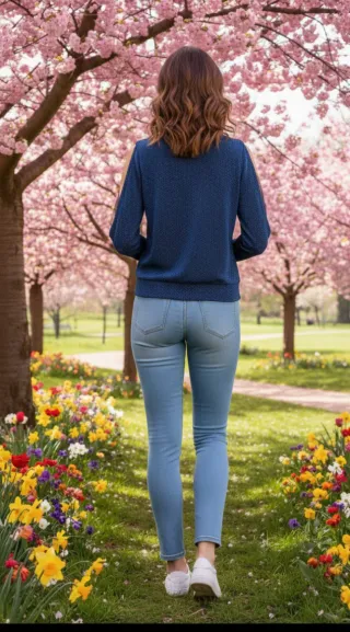 Blusa azul con hombros descubiertos