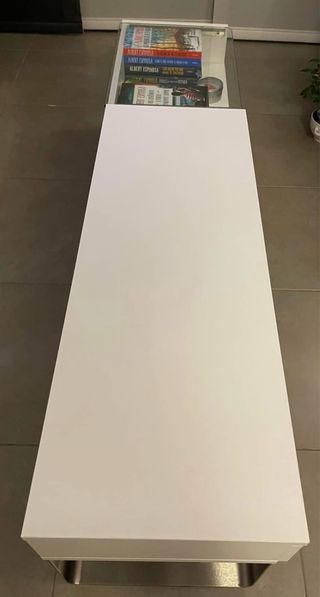 Mesa centro Ikea blanca y cristal