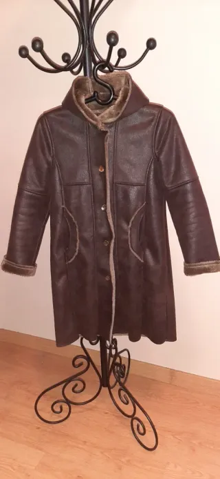 Abrigo largo con capucha y pelo para niña 12 años