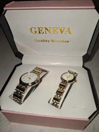 Estuche 2 Relojes Geneva Oro y Plata