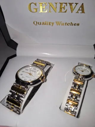 Estuche 2 Relojes Geneva Oro y Plata