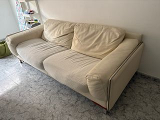 Sofá de 2 plazas beige/blanco