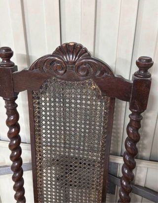 Juego de 2 sillas antiguas con asiento de terciope