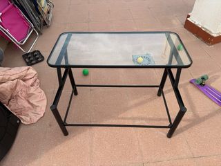 Mesa de centro cristal y metal