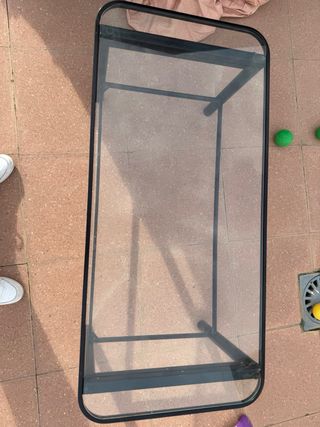 Mesa de centro cristal y metal