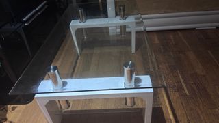 Mesa de centro cristal y metal