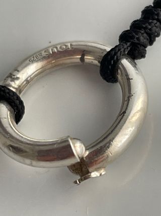 Pulsera TOUS Cordón Negro Anilla Plata