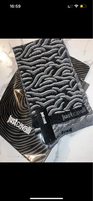 Bufanda Just Cavalli Negra y Gris