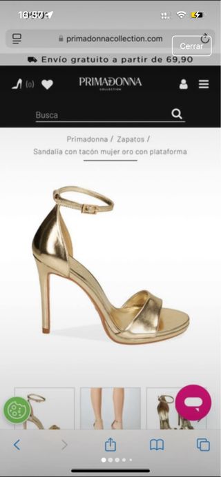 Sandalias tacón Primadonna doradas