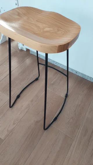 2 Taburetes Altos Cocina Madera y acero