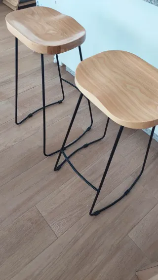 2 Taburetes Altos Cocina Madera y acero