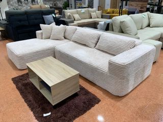 Sofá Chaiselongue Beige Enrollado