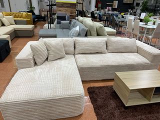 Sofá Chaiselongue Beige Enrollado