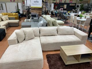 Sofá Chaiselongue Beige Enrollado