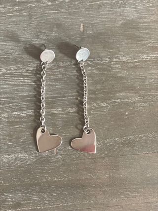 Pendientes largos corazón plata