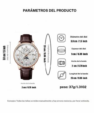 Reloj WOKAI Cuarzo Analógico Hombre Marrón Dorado