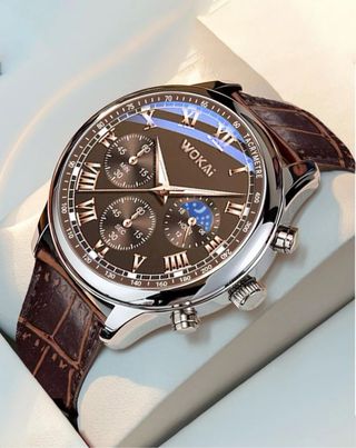 Reloj WOKAI Cuarzo Analógico Hombre Marrón Dorado