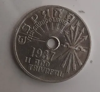 Moneda 25 céntimos 1937 España