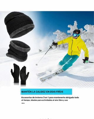 Set 3 Piezas Gorro Bufanda Guantes Invierno
