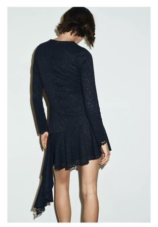 Vestido Zara midi encaje azul marino