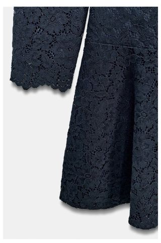 Vestido Zara midi encaje azul marino