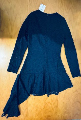 Vestido Zara midi encaje azul marino