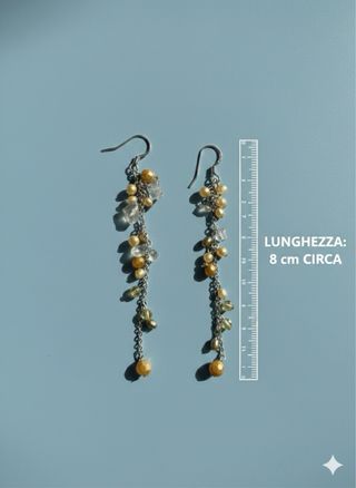 Orecchini pendenti vintage cristalli perle 8 cm