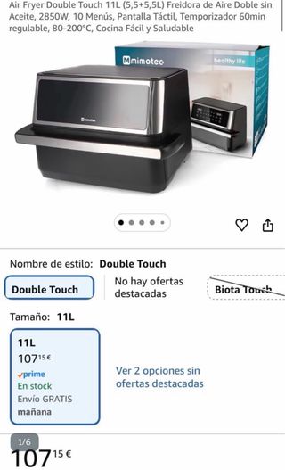 Freidora Aire Doble Mimoteo 11L