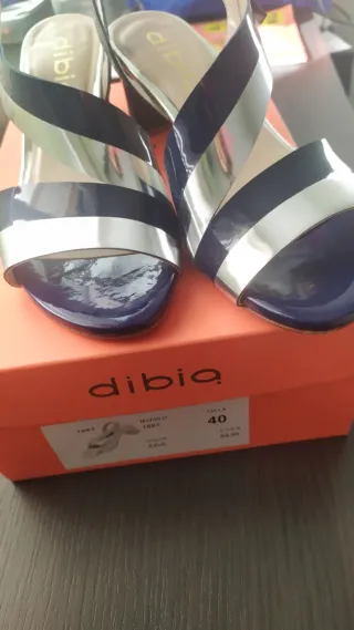Sandalias Dibia Mujer Azul y Plata Talla 40