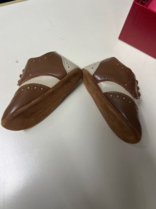 Scarpine neonato culla marroni e bianche ne 18