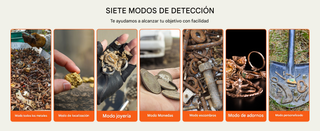 Detector Metales VEVOR Recargable 12" Búsqueda Oro