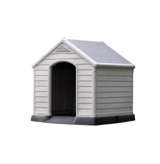 Caseta para perro gris y blanca