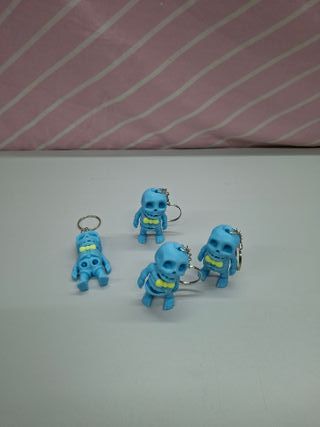 Chaveiros Esqueletos Azul Laço Amarelo (4 Unidades