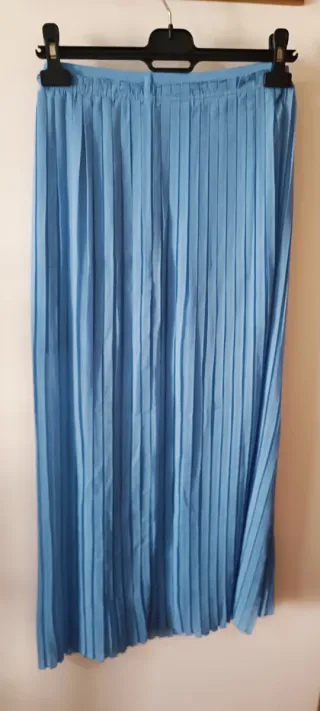 Falda plisada Zara Basic azul celeste